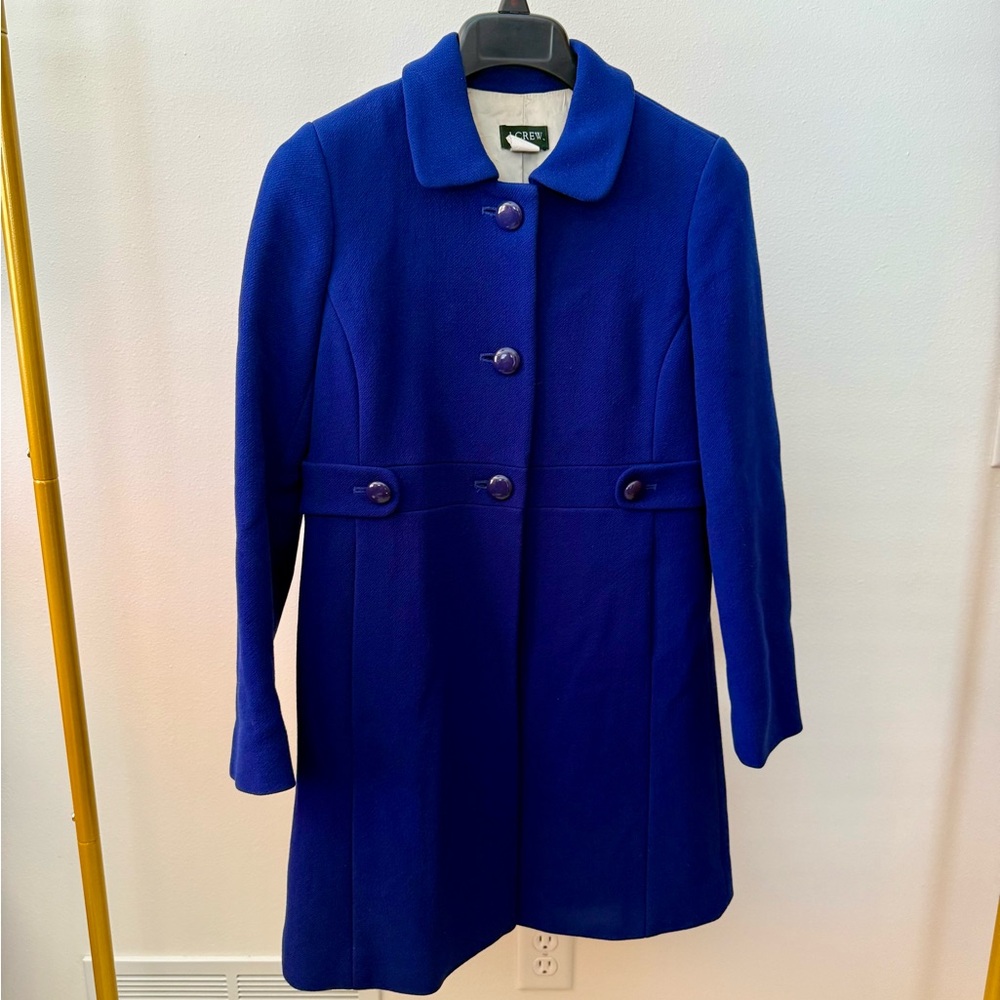 J.Crew Royal Blue Wool Coat Petite 4P Tailored Winter Coat - Picture 4 of 12